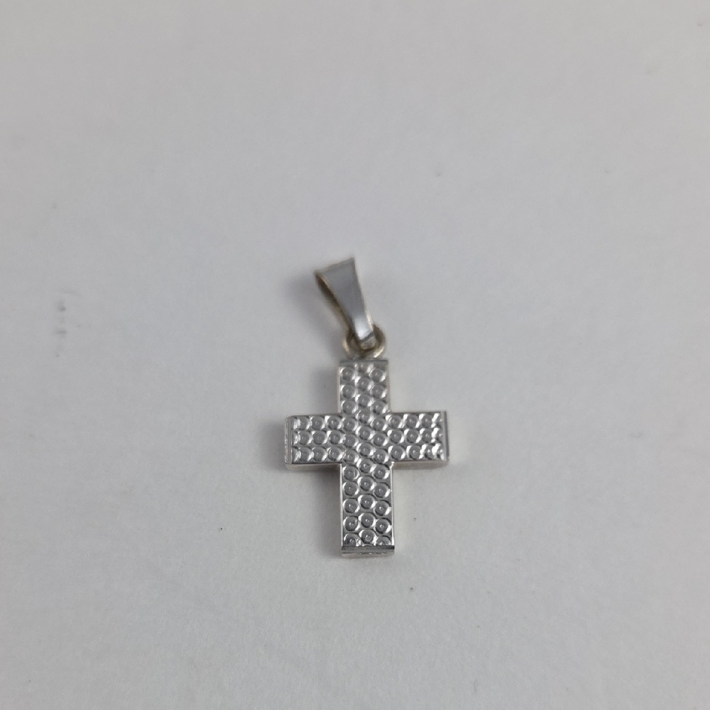 Textured White Gold Cross Pendant